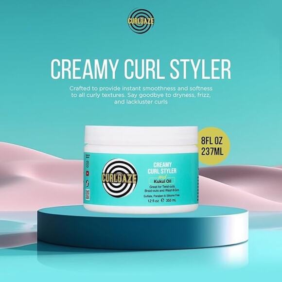 Curldaze Creamy Curl Styler with Kukui Oil, Vitamins A, C, and E. Moisturizing a - Picture 2 of 7